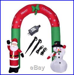 Lighted Christmas Arch Inflatable Outdoor New Year Decoration 8.2′ Santa Snowmen