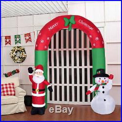 Lighted Christmas Arch Inflatable Outdoor New Year Decoration 8.2' Santa Snowmen