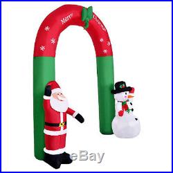 Lighted Christmas Arch Inflatable Outdoor New Year Decoration 8.2' Santa Snowmen