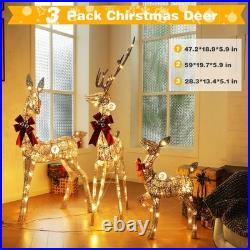 Lighted Christmas Decor Deer 3 Piece Decor Reindeer Family Set Indoor Outdoor Lighted Christmas Decor Deer 3 Piece Decor Reindeer Family Set Indoor Outdoor