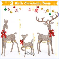 Lighted Christmas Decor Deer 3 Piece Decor Reindeer Family Set Indoor Outdoor Lighted Christmas Decor Deer 3 Piece Decor Reindeer Family Set Indoor Outdoor