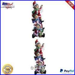 Lighted Christmas Decoration 3 Elves Snowflake LED Life Size Indoor Outdoor Prop