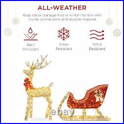 Lighted Christmas Reindeer and Sleigh Outdoor Decor Set with LED Lights, ELEGANT