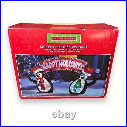 Lighted Christmas Tinsel Penguins Decoration 35x60 Pre Lit Light Up Holiday