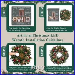 Lighted Christmas Wreath 28'' Artificial with 30 LED Multi-Color