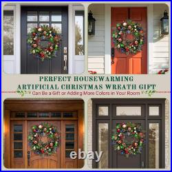 Lighted Christmas Wreath 28'' Artificial with 30 LED Multi-Color