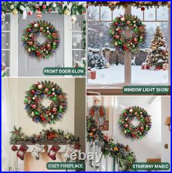 Lighted Christmas Wreath 28'' Artificial with 30 LED Multi-Color