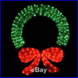 Lighted Christmas Wreath With Bow 48 Indoor Outdoor Decor 400 Green Red Lights