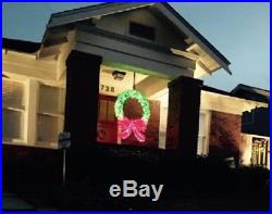 Lighted Christmas Wreath With Bow 48 Indoor Outdoor Decor 400 Green Red Lights