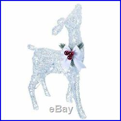 Lighted Cool White Ice Fawn Deer Sculpture Pre Lit Outdoor Christmas Decor Yard