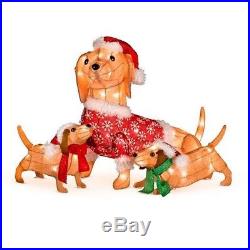 Lighted Dachshund Dog Family Of 3 Outdoor Christmas Decoration