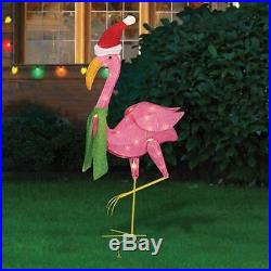 Lighted Flamingo with Santa Hat & Scarf Christmas Decoration (New in Box)