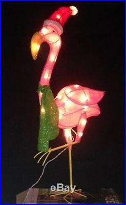 Lighted Flamingo with Santa Hat & Scarf Christmas Decoration (New in Box)