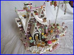 Lighted Gingerbread House Christmas Decor with Candy Ornament Tree Rare! BXD 10