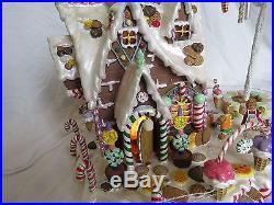 Lighted Gingerbread House Christmas Decor with Candy Ornament Tree Rare! BXD 10