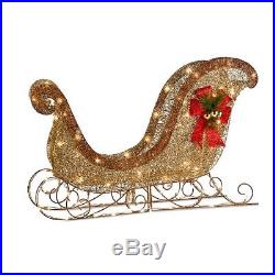 Lighted Glittering Gold Champagne Sleigh Sculpture Outdoor Christmas Yard Decor