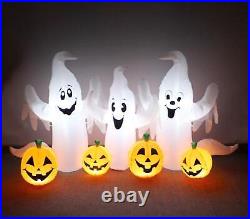 Lighted Halloween Outdoor Inflatable Ghost Family & Jack-O-Lantern Pumpkins 72L