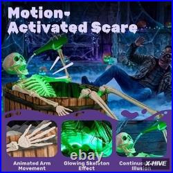 Lighted Holiday Displays 1 JOYIN 5ft Halloween Animatronic Drinking Skeleton LED