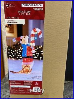 Lighted Holiday Living 36 Otter Candy Cane Christmas Hard Tinsel Sculpture