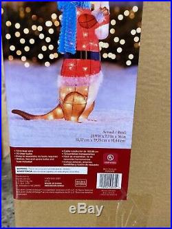 Lighted Holiday Living 36 Otter Candy Cane Christmas Hard Tinsel Sculpture