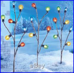 Lighted Holiday Outdoor Stakes with Colorful Bulbs Christmas Yard Decoration 3-PCS