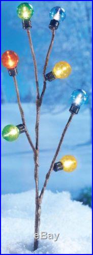 Lighted Holiday Outdoor Stakes with Colorful Bulbs Christmas Yard Decoration 3-PCS