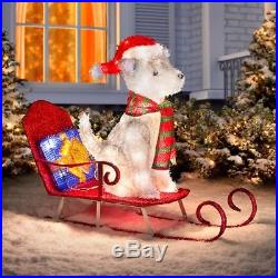 Lighted Husky Dog on Sled Sculpture Outdoor Christmas Yard Decoration Display