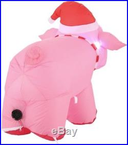 Lighted Inflatable Pig Christmas Decoration 3 ft. Self-Inflates Built-In Fan
