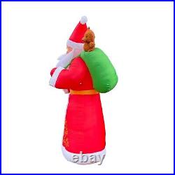 Lighted Inflatable Santa Claus 9Ft 6 T Christmas Lawn Decor Toy Sack Teddy Bear