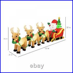 Lighted Inflatable Santa Claus and Reindeer Outdoor Christmas Decoration 9ft