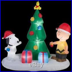 Lighted Inflatable Snoopy and Charlie Brown with Christmas Tree Scene 36794