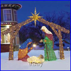 Lighted Nativity Scene Indoor Outdoor Display Christmas Decor Jesus Manger Yard