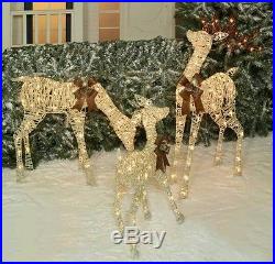 Lighted Outdoor Decor Deer Family Sculpture Christmas Lights Decoration Set Of 3