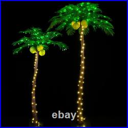 Lighted Palm Tree Set 5ft and 7ft with Glowing Coconuts Dimmable, UL Certified