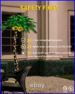 Lighted Palm Tree Set 5ft and 7ft with Glowing Coconuts Dimmable, UL Certified