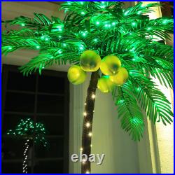 Lighted Palm Tree Set 5ft and 7ft with Glowing Coconuts Dimmable, UL Certified