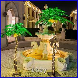 Lighted Palm Tree Set 5ft and 7ft with Glowing Coconuts Dimmable, UL Certified
