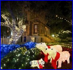 Lighted Rattan Polar Bear Family 3PCS -Weather Light up Outdoor Christmas