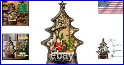Lighted Snow Globe Lantern Musical Santa Tree, Swirling Glitter, USB/Battery
