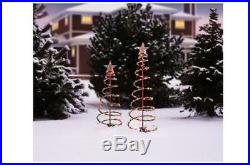 Lighted Spiral Christmas Tree Set Outdoor Sculptures Multi-Color Lights 2 Pack