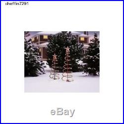 Lighted Spiral Christmas Trees Outdoor Set Of 2 Decor Multi-Color 3′ And 4