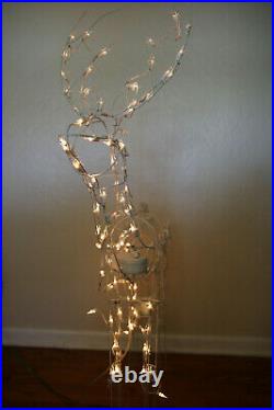 Lighted White Reindeer Animated Outdoor Christmas Yard Decoration Set Of 2 Deer