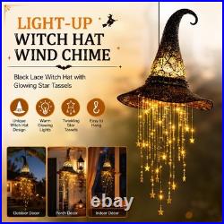 Lighted Witch Hat Hanging Chime, Glowing Star Tassel Halloween Decoration Lighted Witch Hat Hanging Chime, Glowing Star Tassel Halloween Decoration