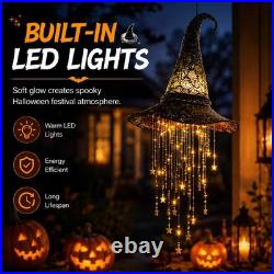 Lighted Witch Hat Hanging Chime, Glowing Star Tassel Halloween Decoration Lighted Witch Hat Hanging Chime, Glowing Star Tassel Halloween Decoration