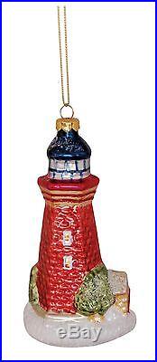 Lighthouse Blown Glass Christmas Holiday Ornament Cape Shore