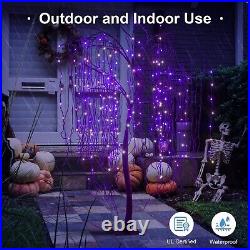 Lightshare 7 FT Halloween Lighted Willow Tree 256 LED Lights with 6 Spiders