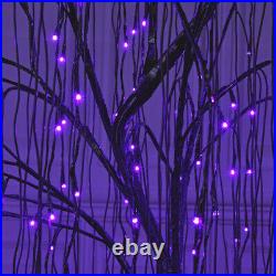 Lightshare 7 FT Halloween Lighted Willow Tree 256 LED Lights with 6 Spiders
