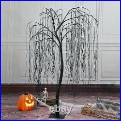 Lightshare 7 FT Halloween Lighted Willow Tree 256 LED Lights with 6 Spiders