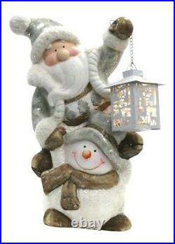 Lightup Christmas Ornament Santa Snowman LED Lantern Xmas Festive Figurine
