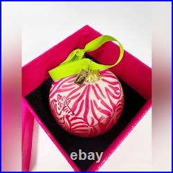 Lilly Pulitzer 2014 I'm Game Capri Pink Zebra Glass Christmas Ornament